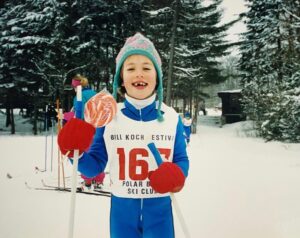 Julianne Stemp as a wee skier